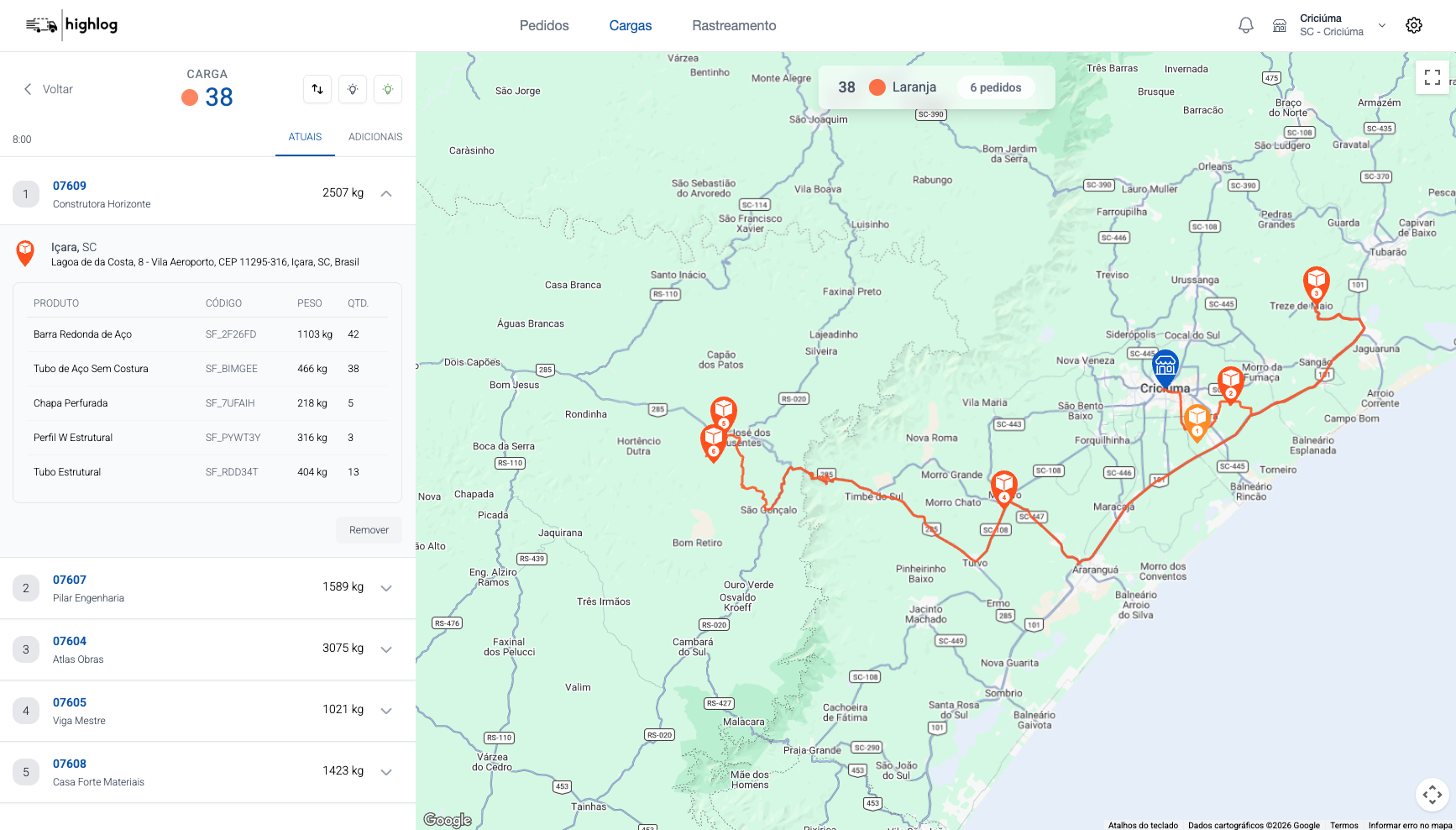 Planejamento automatizado da ordem de entrega